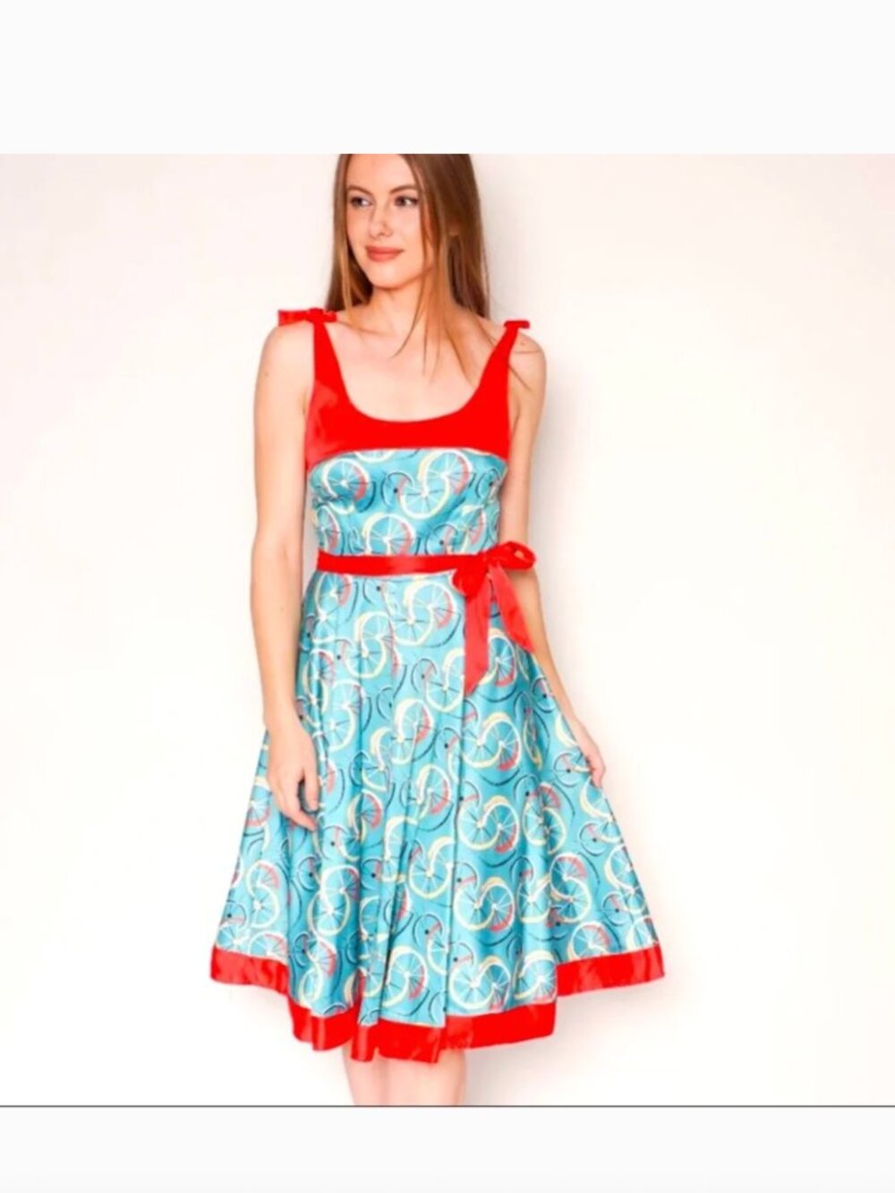 Tatyana for ModCloth Cruiser Bicycle Print Retro Swing Dress